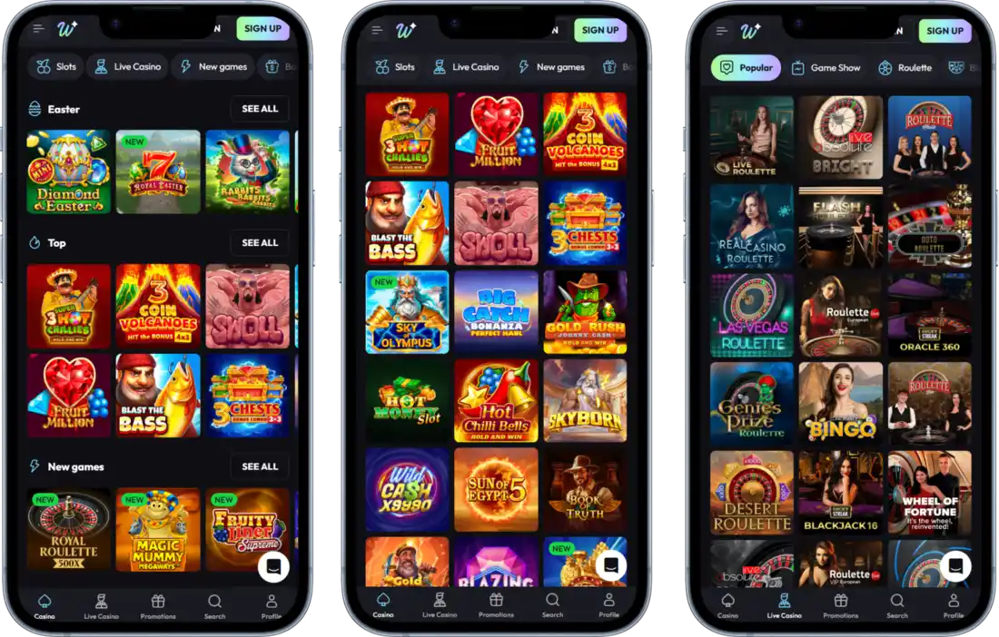 WinPlace Casino on Mobile