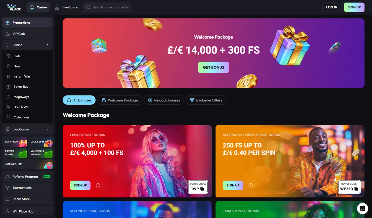 WinPlace Casino Bonuses and Promotions